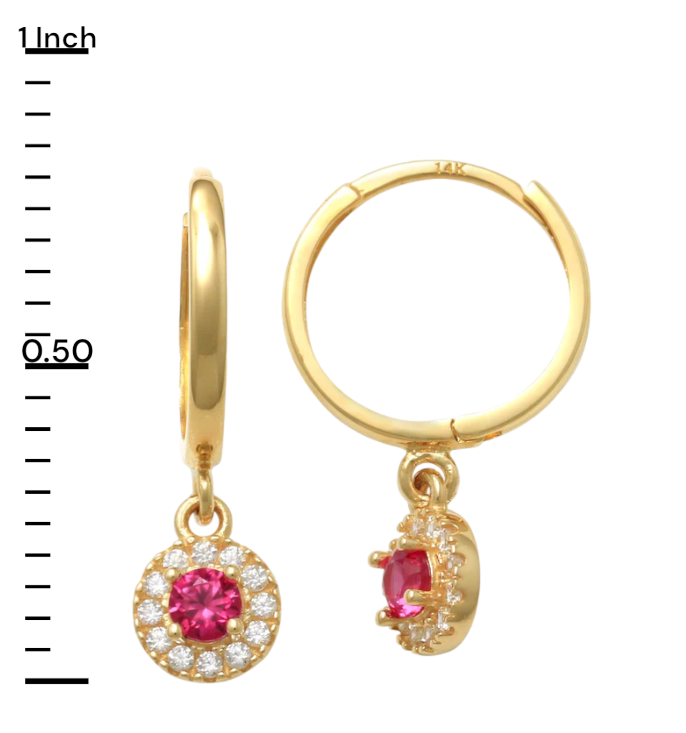 14k Dangling Halo Children's Huggie Earrings