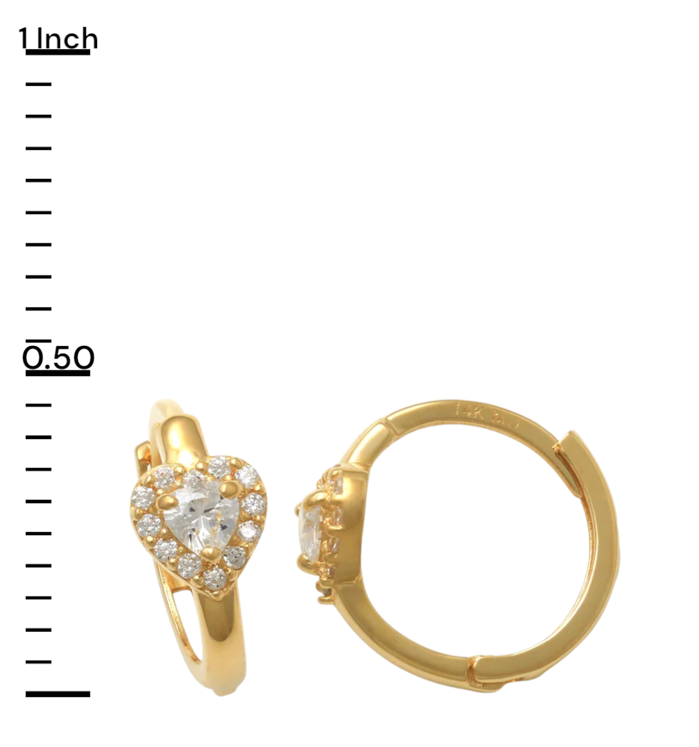 14k CZ Heart Children's Huggie Earrings