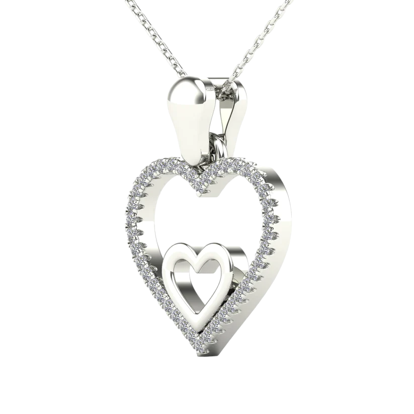 14k Gold Diamond Open Heart Pendant - 0.08ct TDW