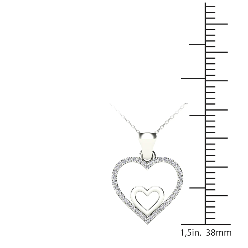 14k Gold Diamond Open Heart Pendant - 0.08ct TDW