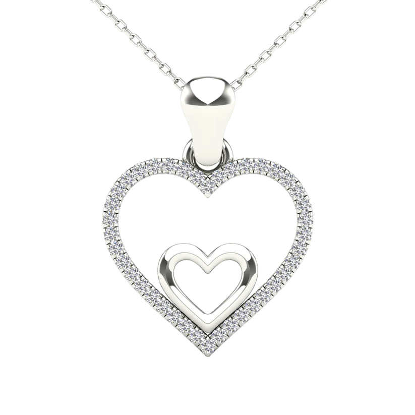 14k Gold Diamond Open Heart Pendant - 0.08ct TDW
