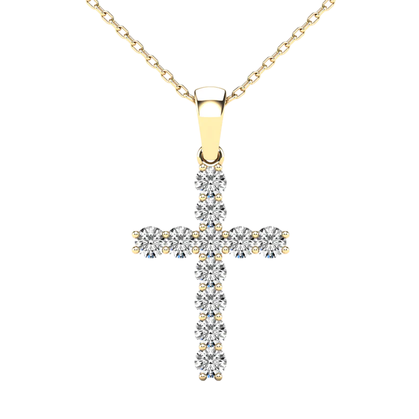 14k Diamond Cross Pendant - 0.63ct
