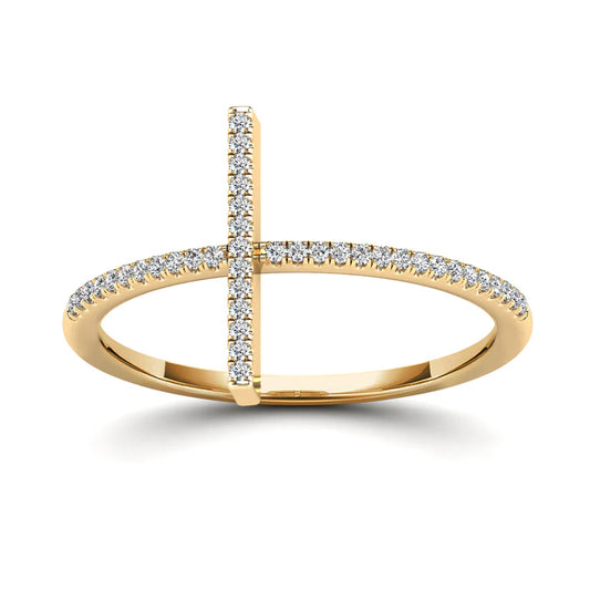 14k Diamond Sideways Cross Rings