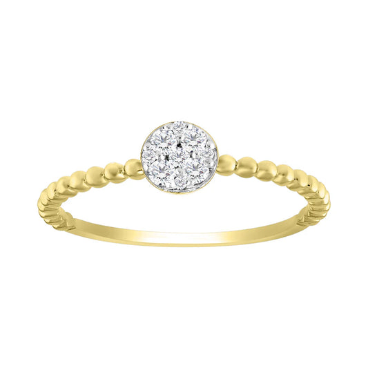 14k Stackable Beaded Diamond Cluster Ring - 0.12ct