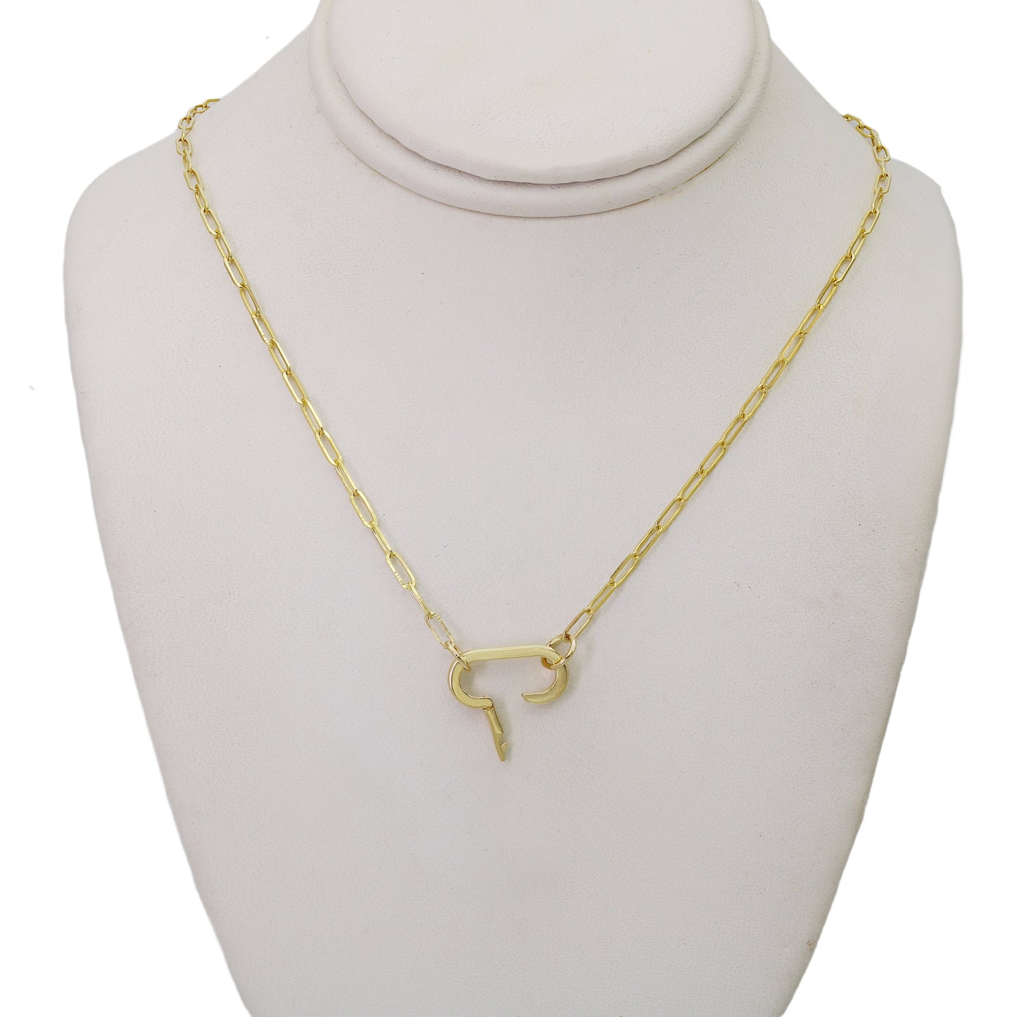 14k Yellow Gold Paperclip Necklace w/ Charm Holder - 1.60 mm