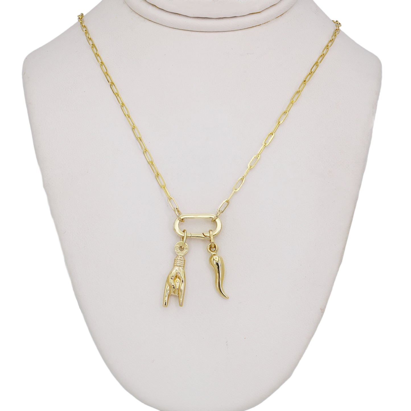 14k Yellow Gold Paperclip Necklace w/ Charm Holder - 1.60 mm