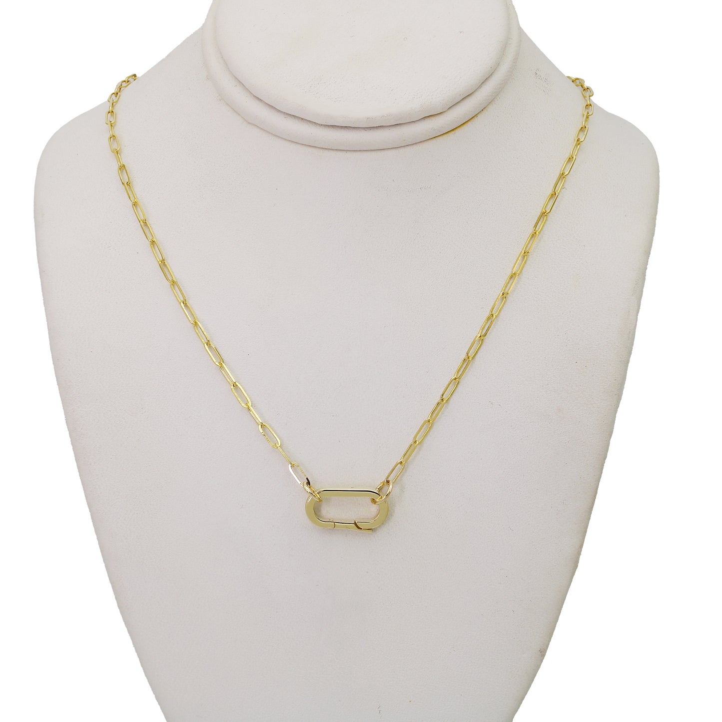 14k Yellow Gold Paperclip Necklace w/ Charm Holder - 1.60 mm