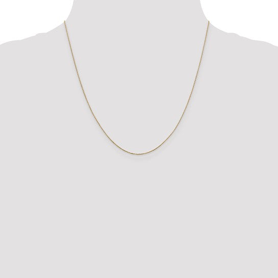 14k Yellow Gold Diamond-Cut Round Open Cable Link Chain - 0.60 mm