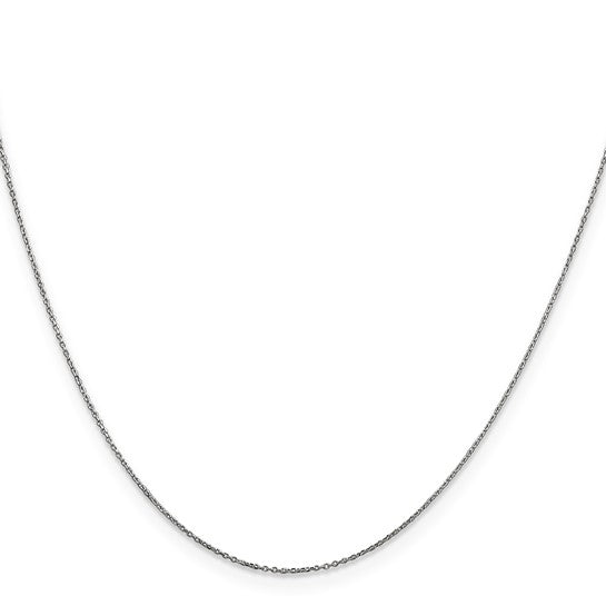 14k White Gold Diamond-Cut Round Open Cable Link Chain - 0.60 mm