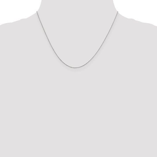 14k White Gold Diamond-Cut Round Open Cable Link Chain - 0.60 mm