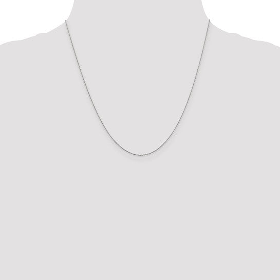 14k White Gold Diamond-Cut Round Open Cable Link Chain - 0.60 mm