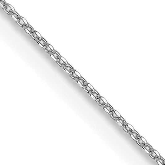 14k White Gold Diamond-Cut Round Open Cable Link Chain - 0.60 mm