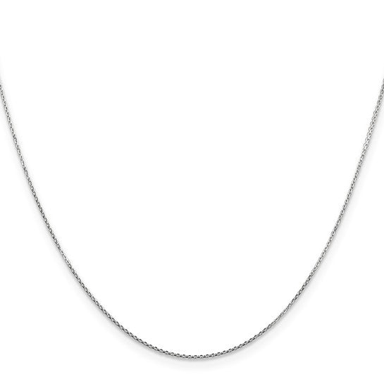 14k White Gold Diamond-Cut Round Open Cable Link Chain - 0.80 mm