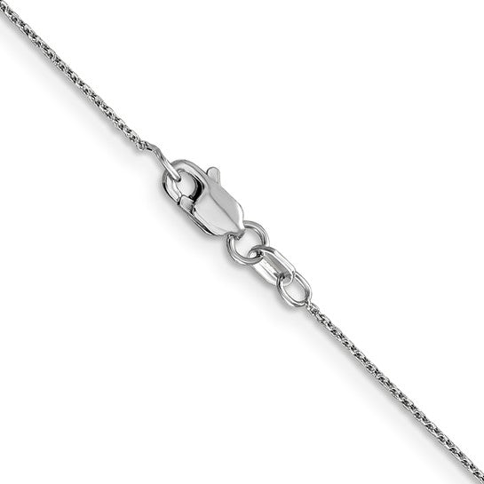 14k White Gold Diamond-Cut Round Open Cable Link Chain - 0.80 mm
