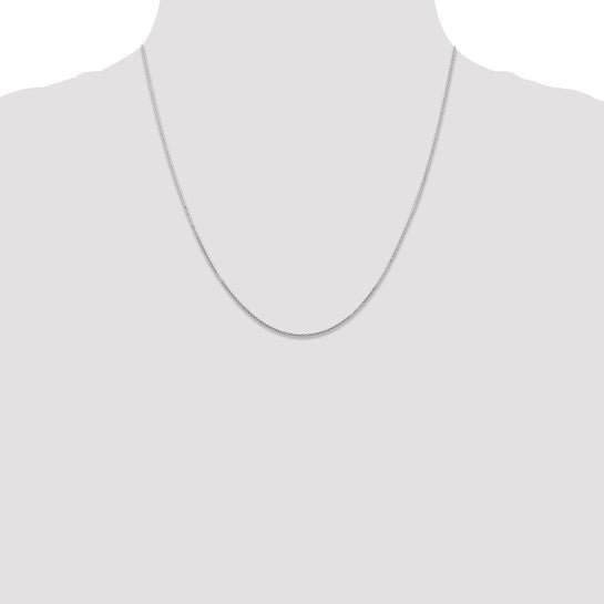 14k White Gold Diamond-Cut Round Open Cable Link Chain - 0.80 mm
