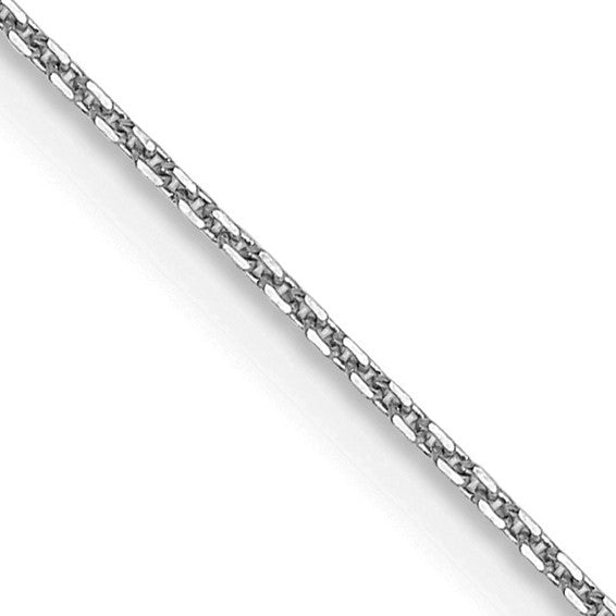 14k White Gold Diamond-Cut Round Open Cable Link Chain - 0.80 mm