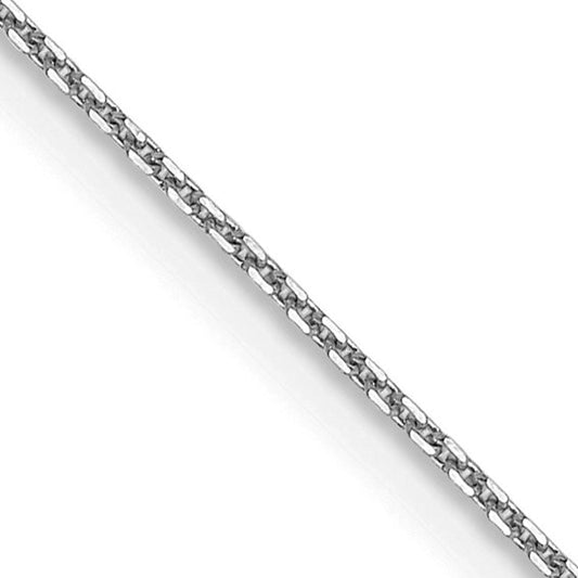 14k White Gold Diamond-Cut Round Open Cable Link Chain - 0.80 mm