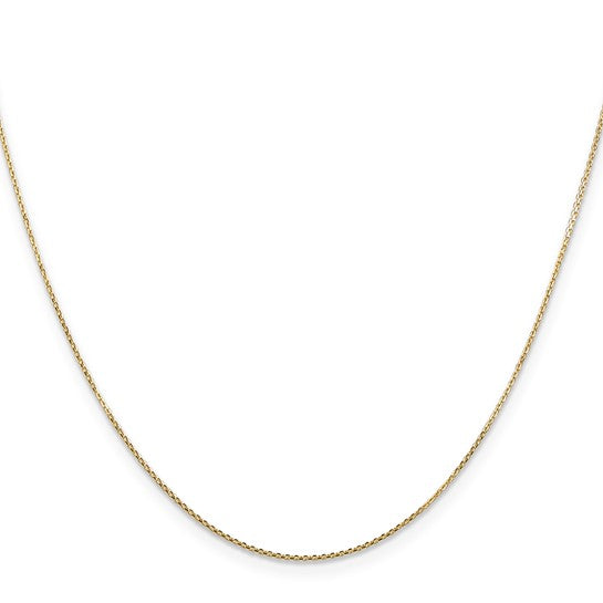 14k Yellow Gold D/C Round Open Cable Link Chain - 0.80 mm