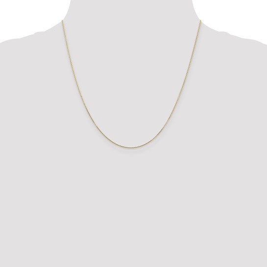 14k Yellow Gold D/C Round Open Cable Link Chain - 0.80 mm