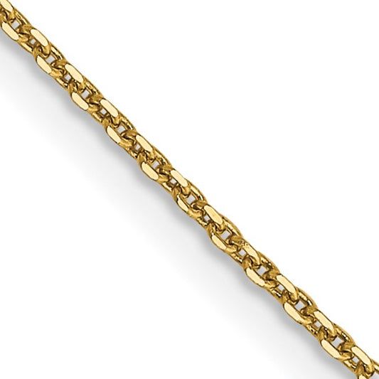 14k Diamond-Cut Round Open Cable Link Chain -Lobster Lock - 0.90 mm