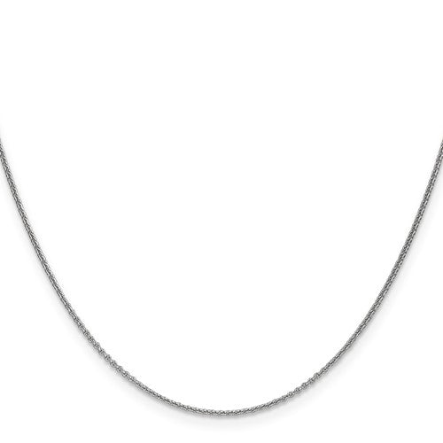14k White Round Open Cable Link Chain - 1.00 mm