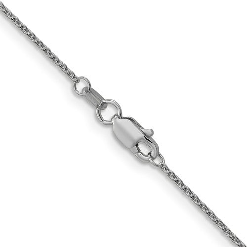 14k White Round Open Cable Link Chain - 1.00 mm