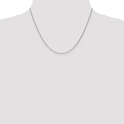 14k White Round Open Cable Link Chain - 1.00 mm