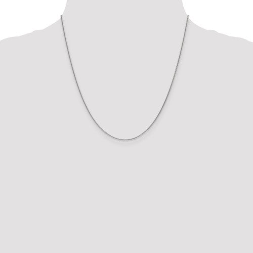 14k White Round Open Cable Link Chain - 1.00 mm