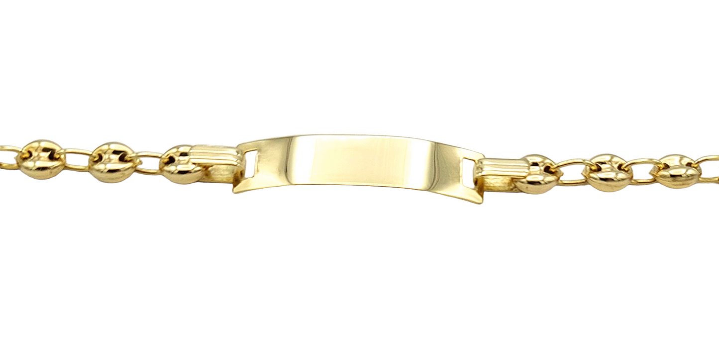 14k Puffed Anchor Link Children's ID Bracelet