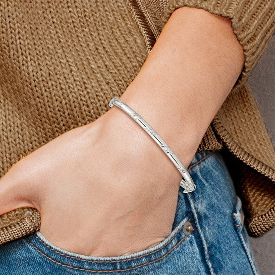 925 Sterling Silver Polished Hinged Bangle Bracelet