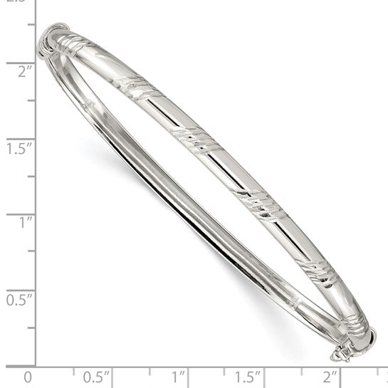 925 Sterling Silver Polished Hinged Bangle Bracelet