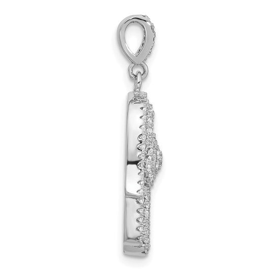 Sterling Silver CZ Hamsa Eye Pendant