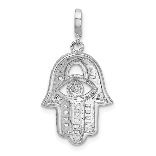 Sterling Silver CZ Hamsa Eye Pendant