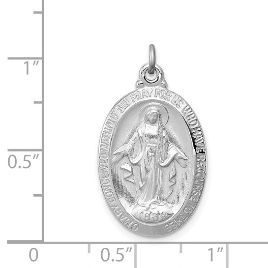 Sterling Silver Polished Miraculous Medallion - 23.9 x 14.7 mm