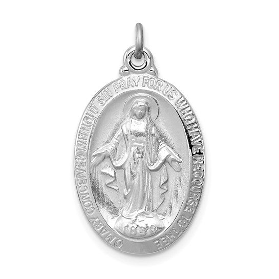 Sterling Silver Polished Miraculous Medallion - 23.9 x 14.7 mm