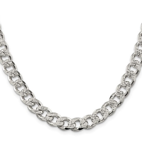 Sterling Silver Pave Cuban Link Chains - 9.30 mm