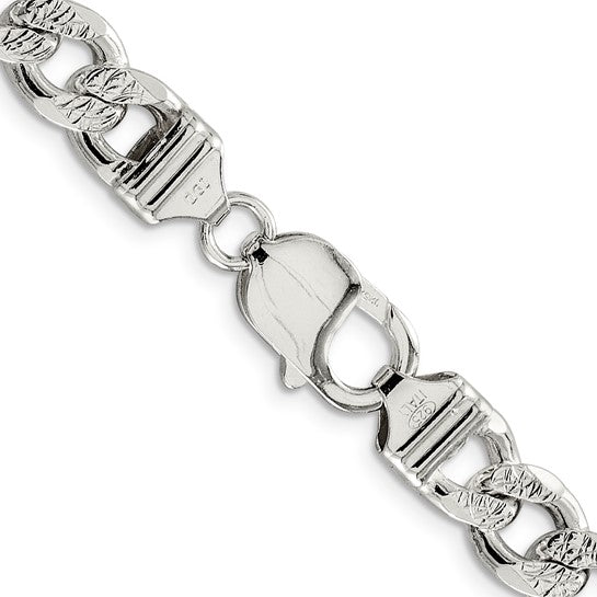 Sterling Silver Pave Cuban Link Chains - 9.30 mm