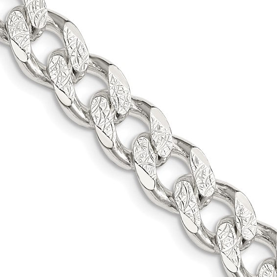 Sterling Silver Pave Cuban Link Chains - 9.30 mm