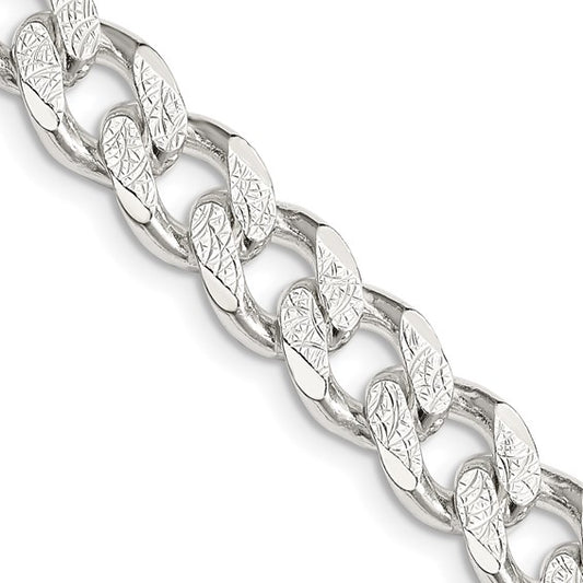 Sterling Silver Pave Cuban Link Chains - 9.30 mm