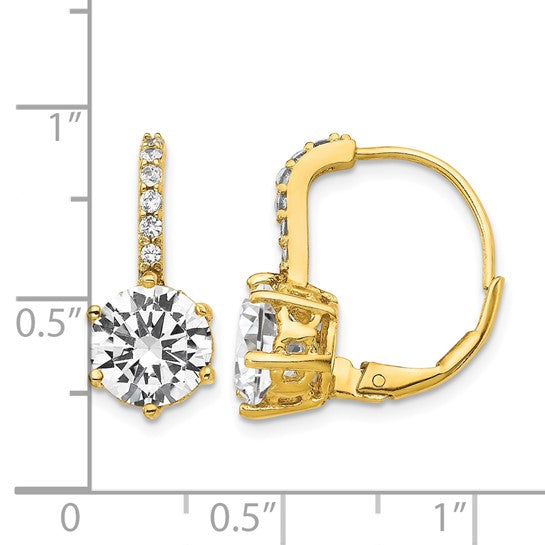 Sterling Silver Rhodium-Plated or Gold-Plated CZ Lever-Back Earrings -
