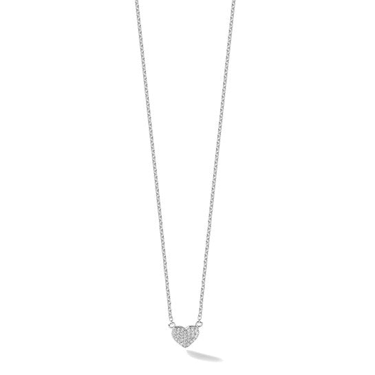 Sterling Silver Pave CZ Heart Necklace