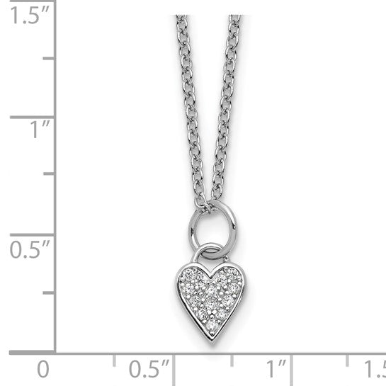 Sterling Silver Pave CZ Heart Necklace