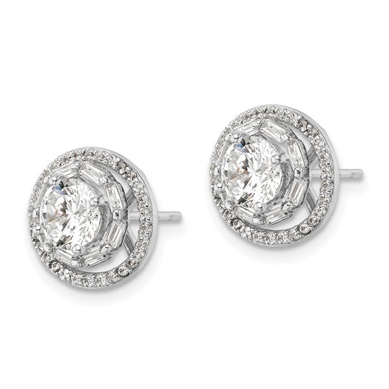 Sterling Silver Polished 6mm CZ Stud with Jackets Earrings