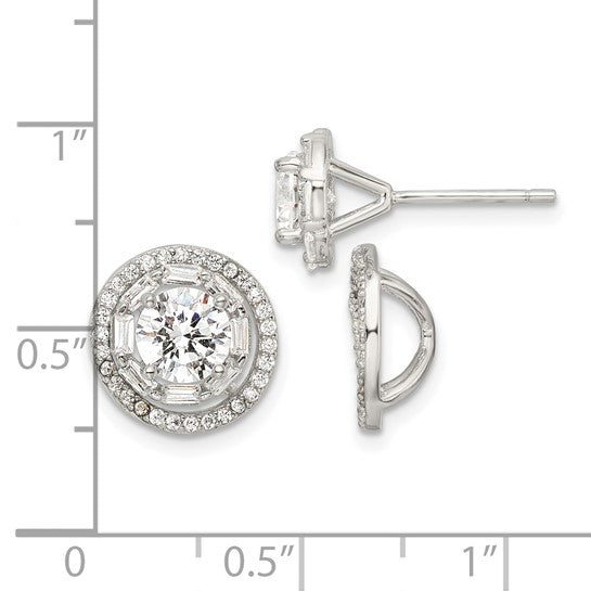 Sterling Silver Polished 6mm CZ Stud with Jackets Earrings