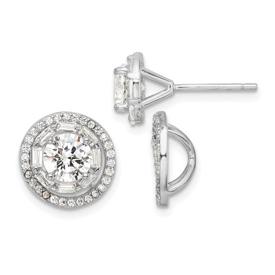 Sterling Silver Polished 6mm CZ Stud with Jackets Earrings