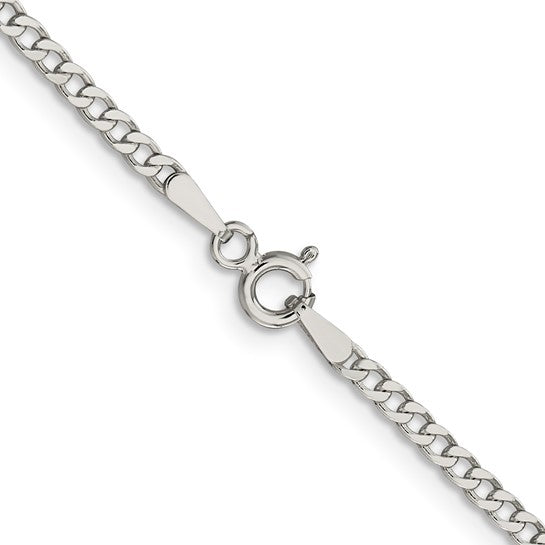 Sterling Silver Beveled Curb Link Chain - 2.30 mm
