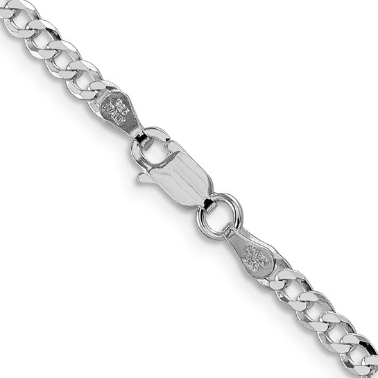 Sterling Silver Rhodium-Plated Beveled Curb Link Chain - 3.20 mm