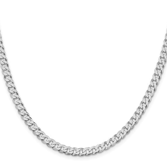 Sterling Silver Rhodium-Plated Beveled Cuban Link Chains - 5.00 mm