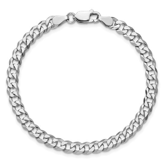 Sterling Silver Beveled Curb Link Bracelet - 5.00 mm