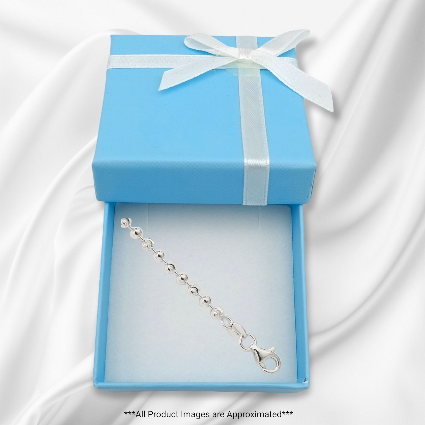 Sterling Silver 3mm Fancy Beaded Chain Anklet